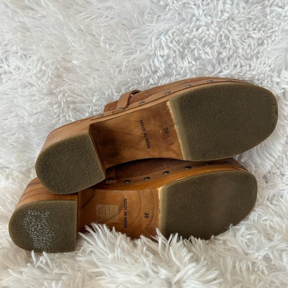 Free People Calabasas Platform Clogs Womens 9.5 Brown Suede Mules Slip On - Picture 6 of 10